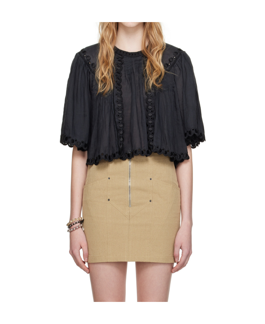 Isabel Marant Ogalice Embroidered Detail Blouse In Nude