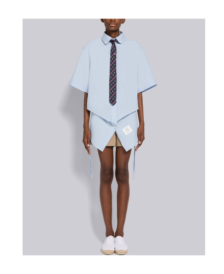 Thom Browne Short-sleeve Shirt Dress In White