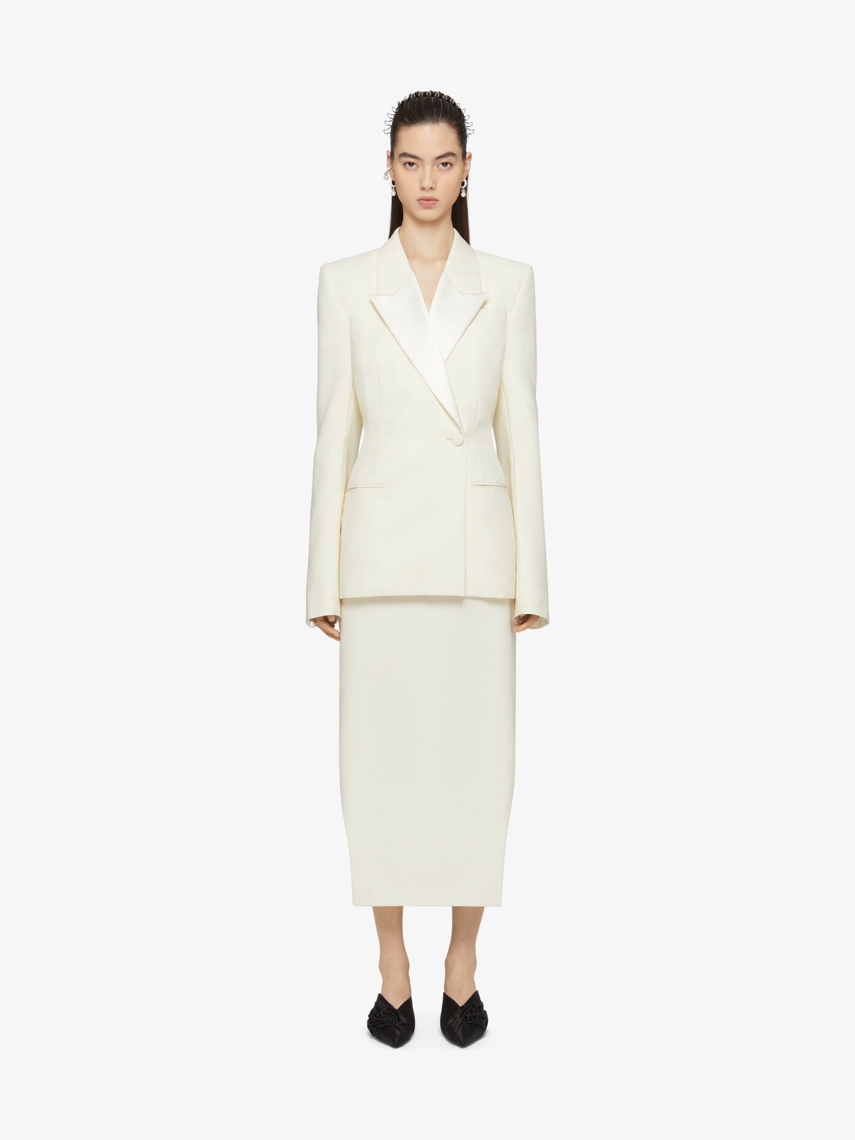 GIVENCHY SLIM FIT JACKET IN WOOL AND MOHAIR WITH SATIN COLLAR