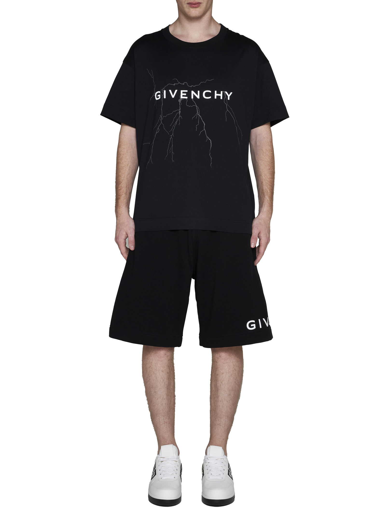 Givenchy Loose T-shirt In Black Cotton With Reflective Pattern In Black