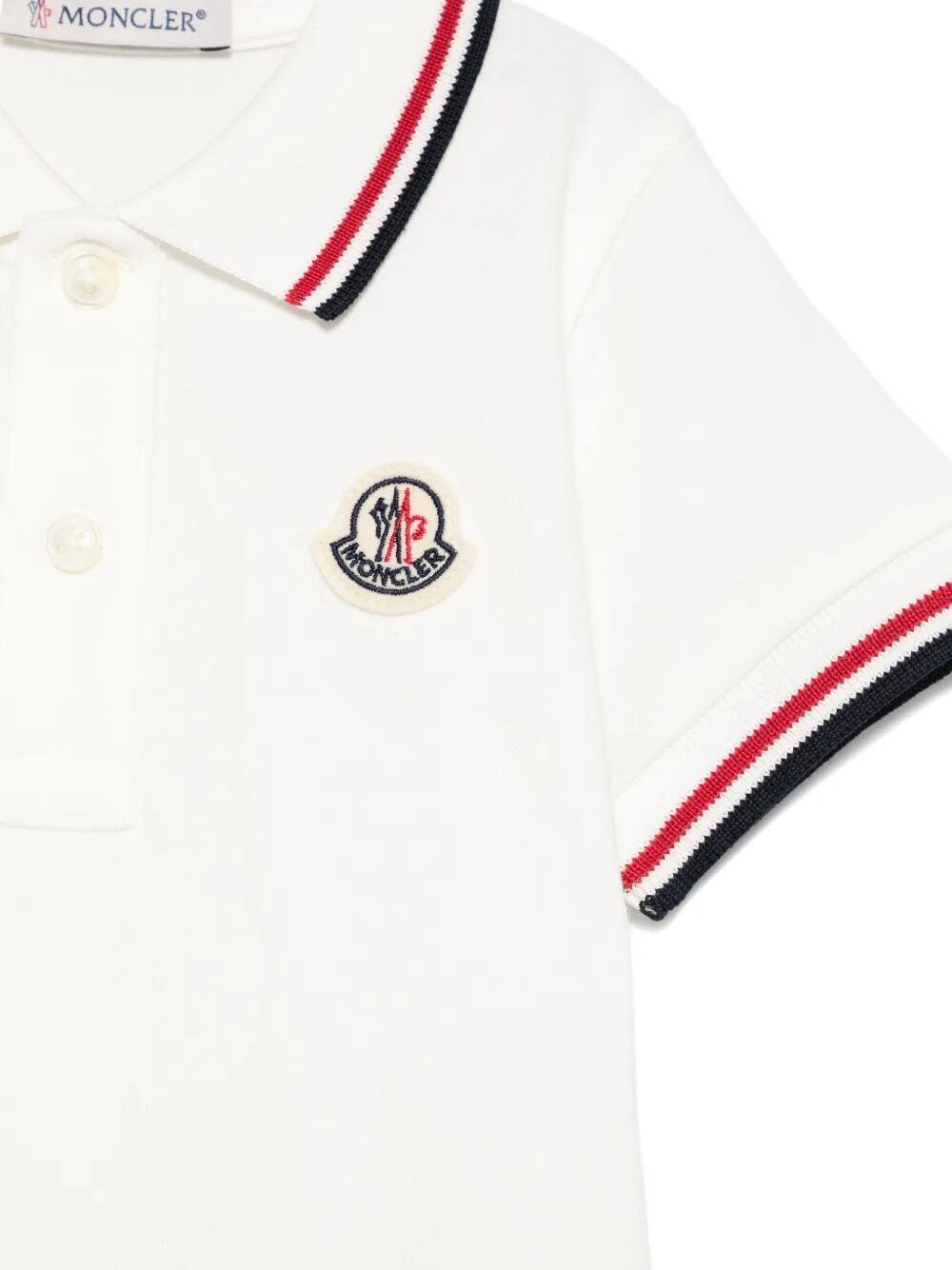 Moncler Logo-patch Tipped Polo Shirt In White
