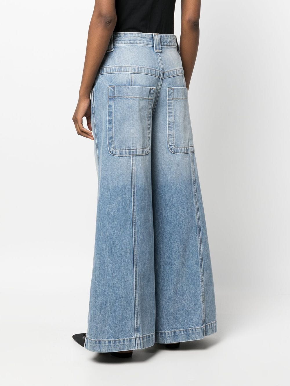 Khaite Faded High-rise Wide-leg Jeans In Blue