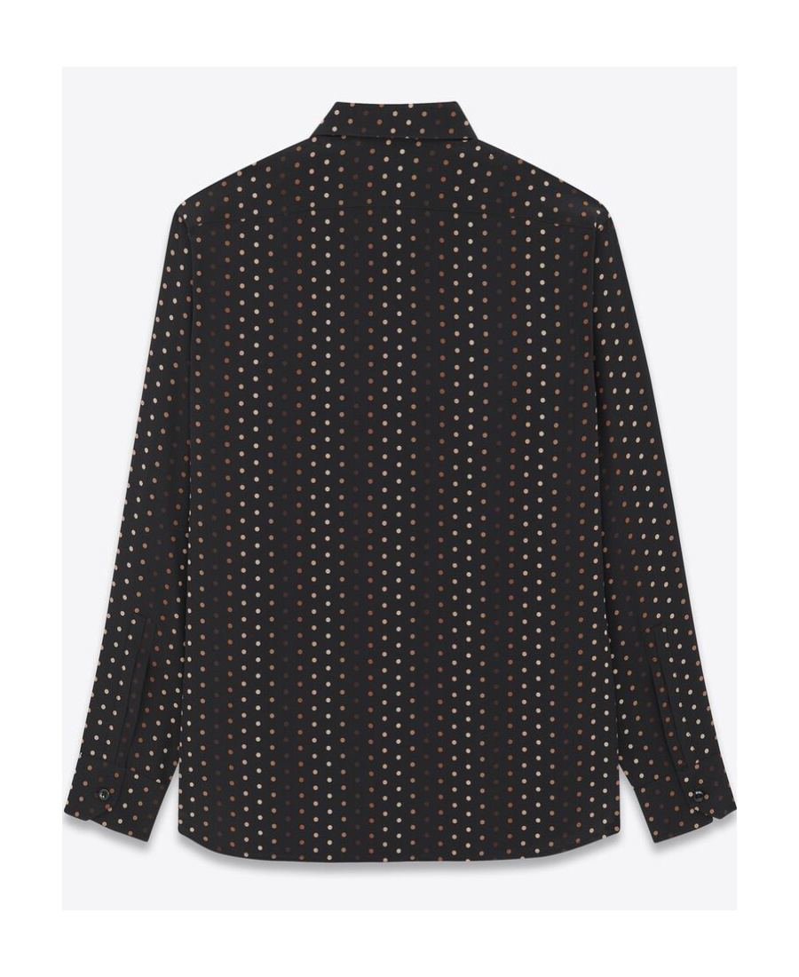 Saint Laurent Polka-dot Print Shirt In Black