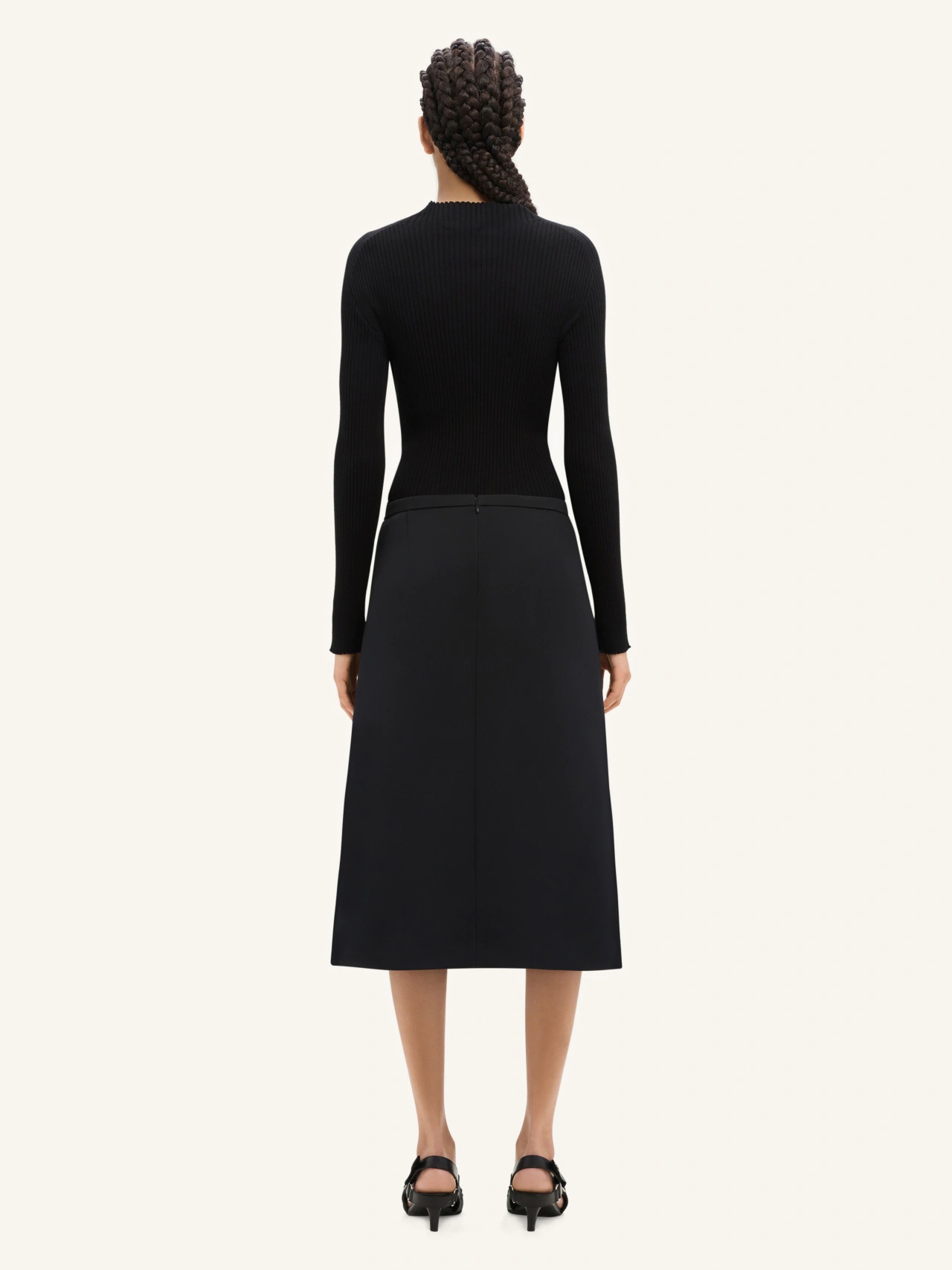 Shop Courrèges Zip-detail Twill Midi Skirt In Black