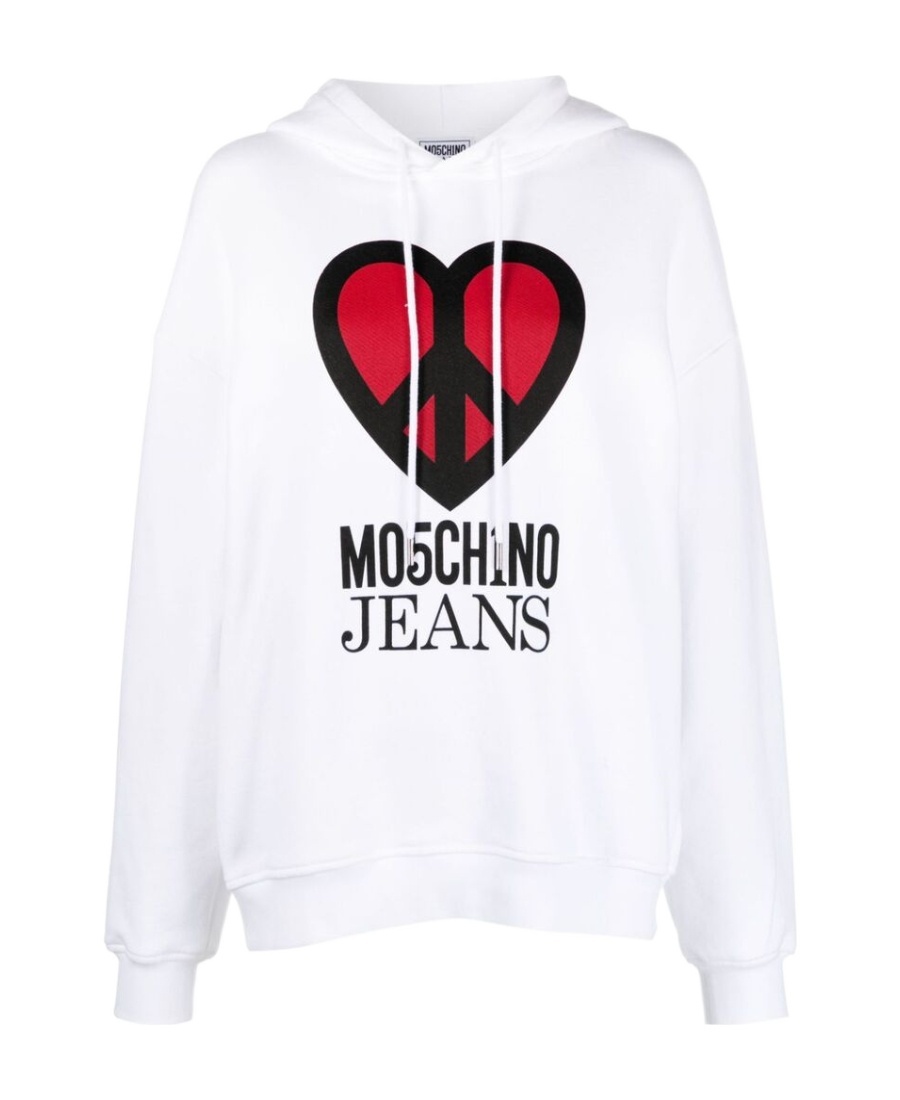 Moschino Graphic Print Cotton Sweatshirt In White