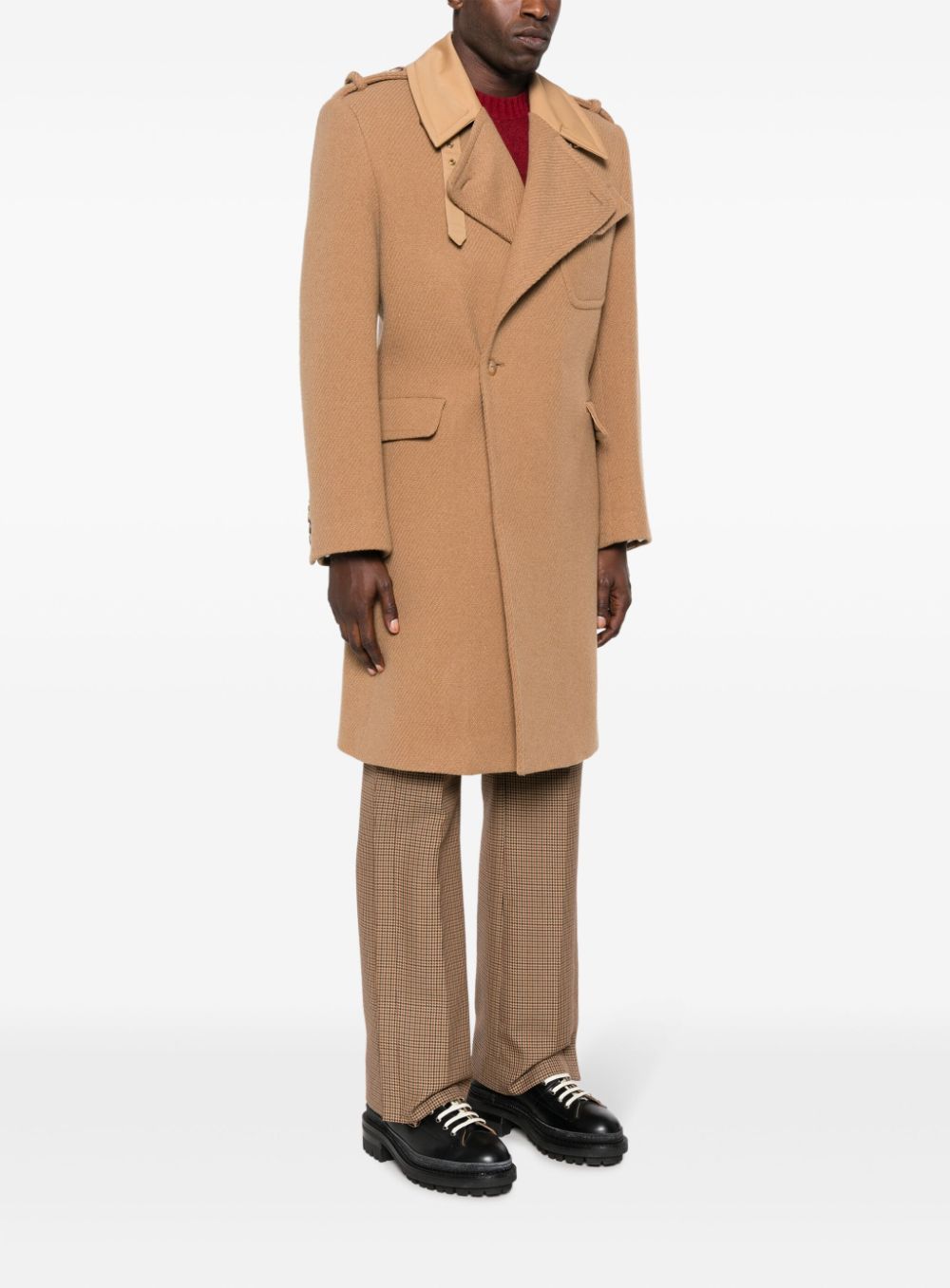 Moschino Panelled Wool-blend Single-breasted Coat In Nude