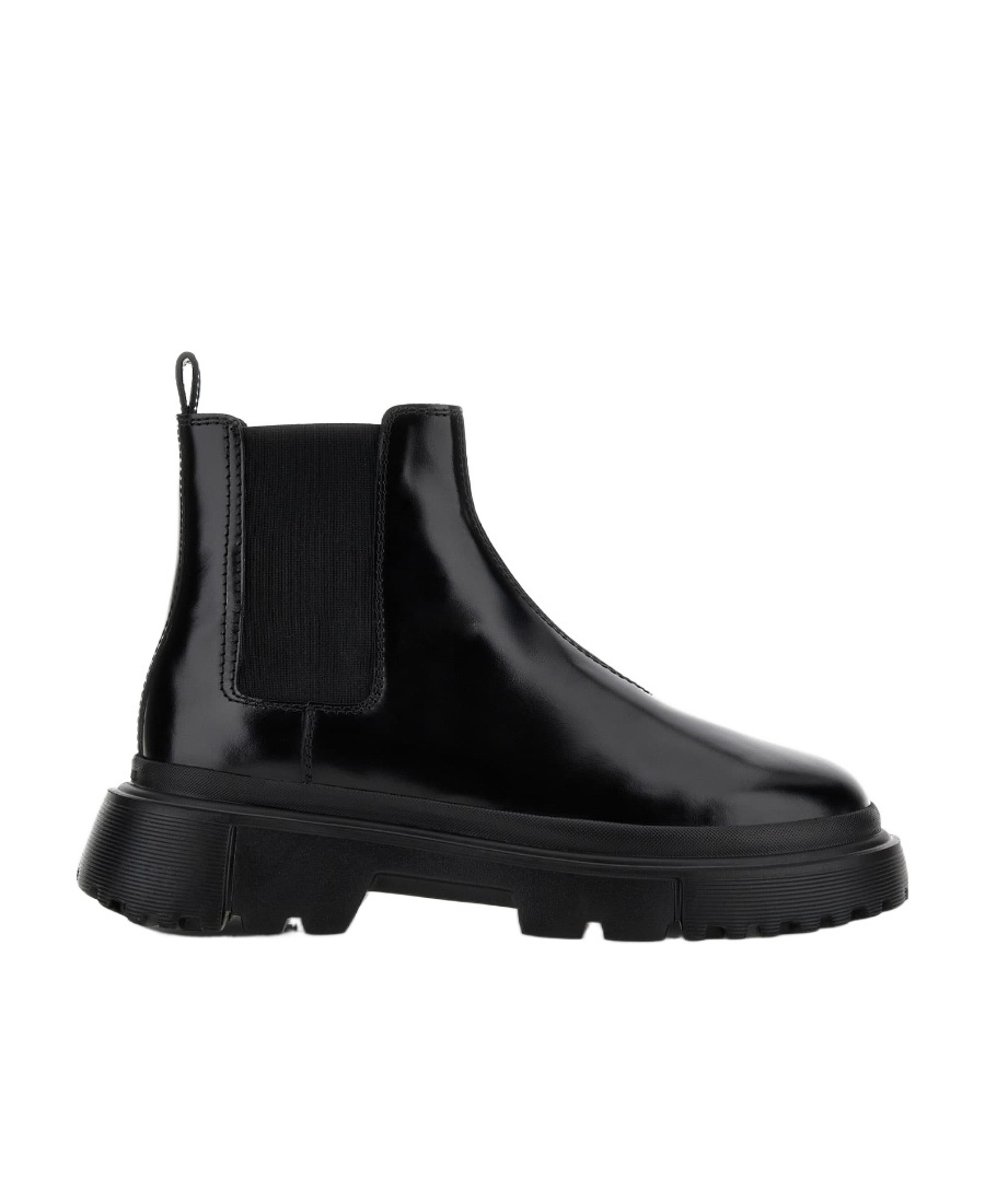 HOGAN CHELSEA ROUND-TOE LEATHER BOOTS