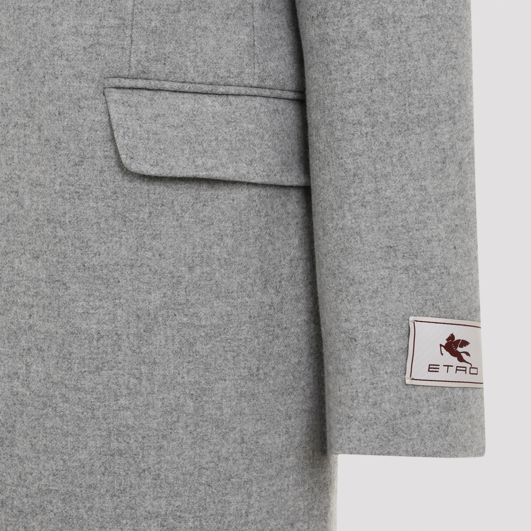 Etro Wool And Cashmere Long Coat In Gray