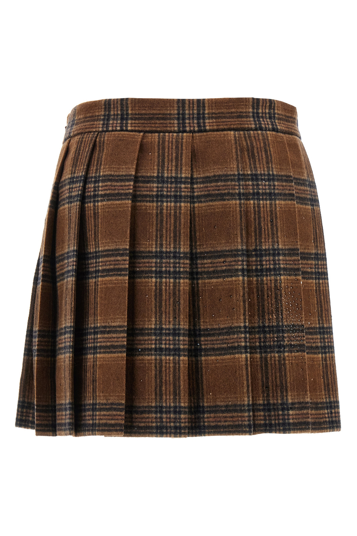 Giuseppe Di Morabito Tartan Skirt With Pleats And Embellishments In Brown