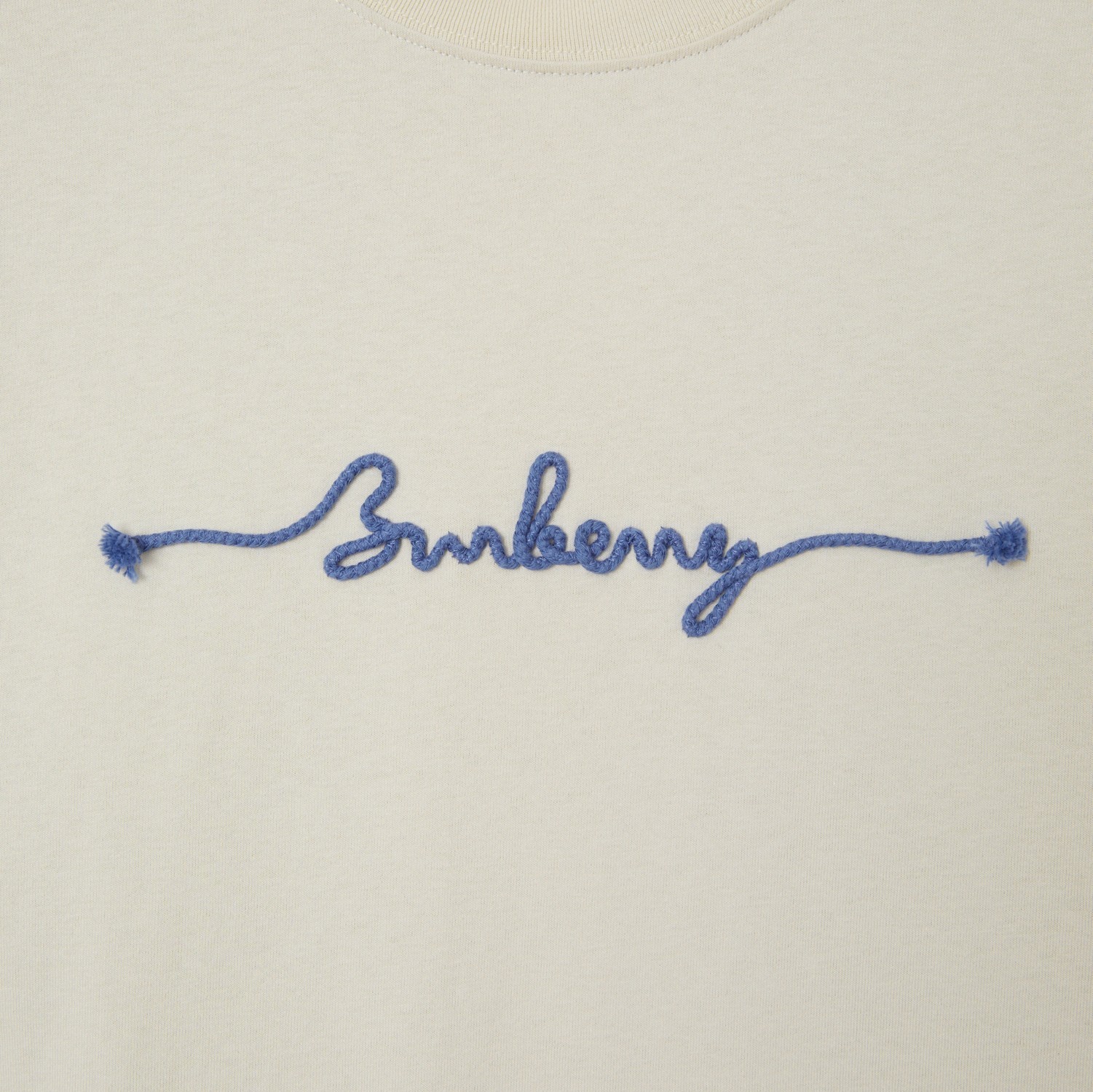 Burberry Mens Sail Knot Logo-text Crewneck Cotton T-shirt In White