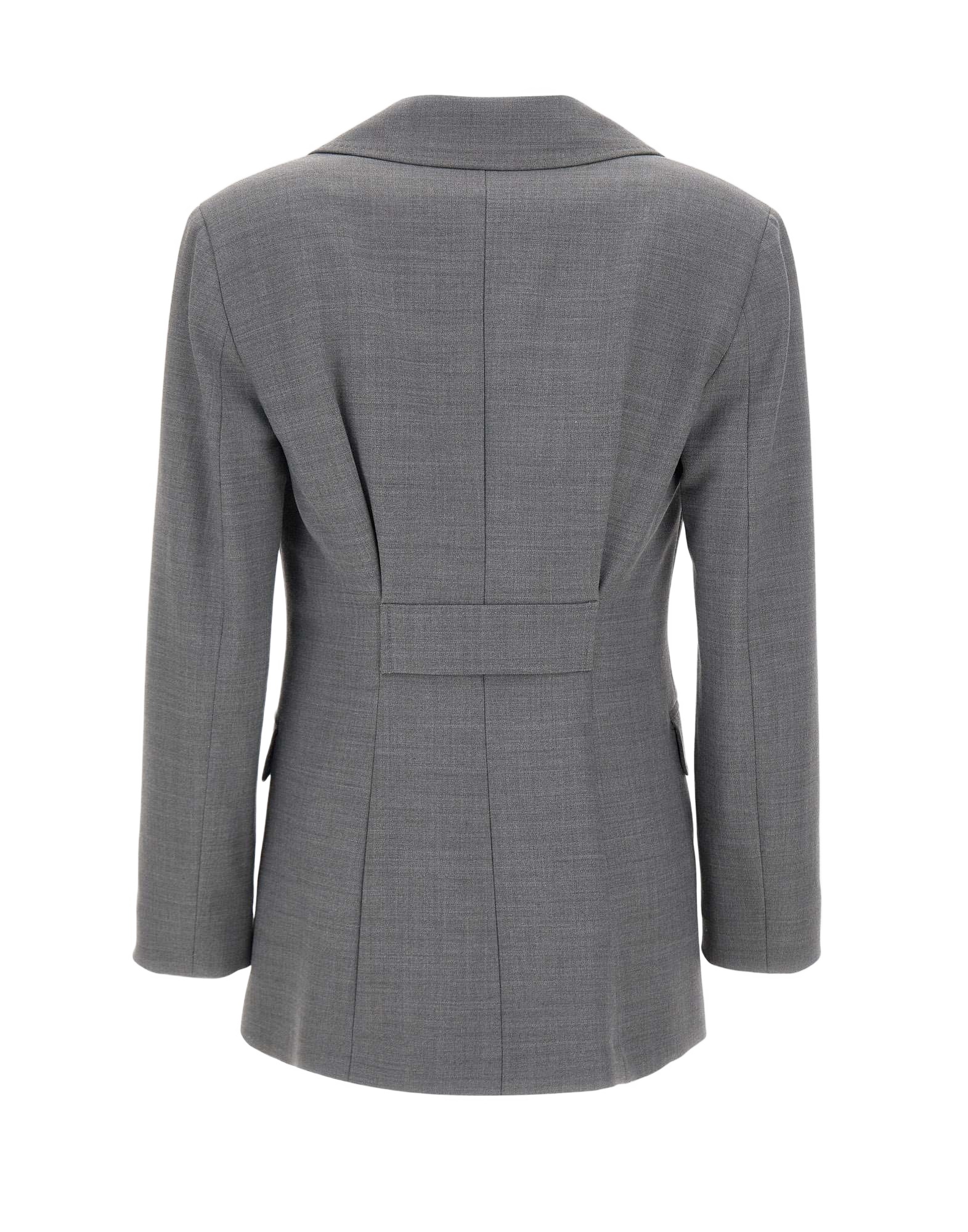 Marella Padded-shoulder Single-button Blazer In Gray