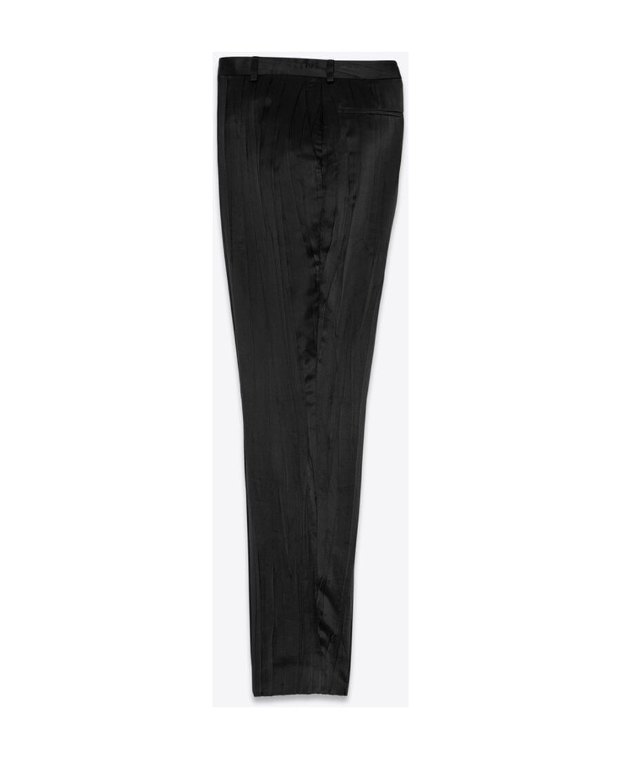 Saint Laurent Satin Pleated Tailored Casual Pants In Black