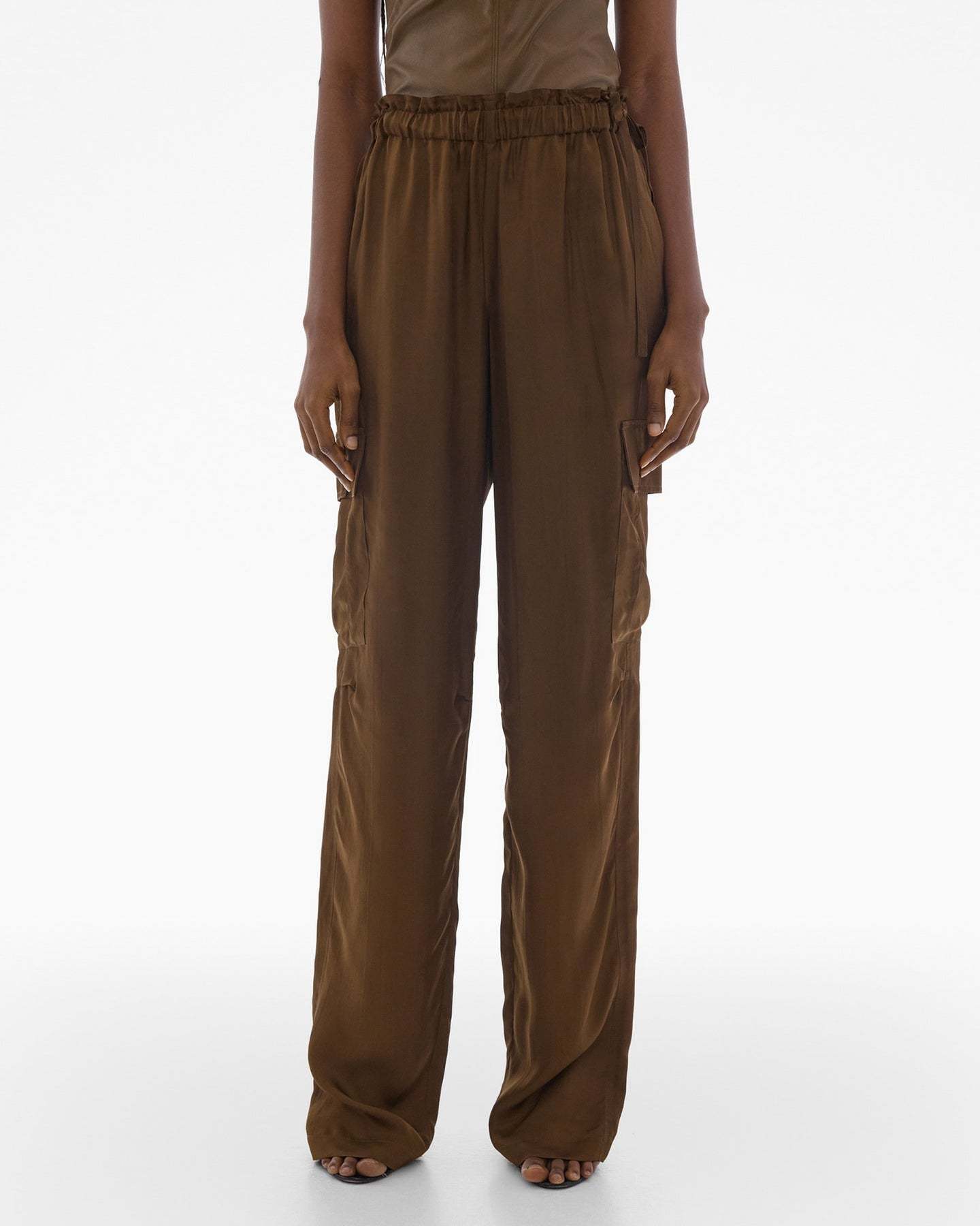 Helmut Lang Pull-on Wide-leg Cargo Pants In Brown
