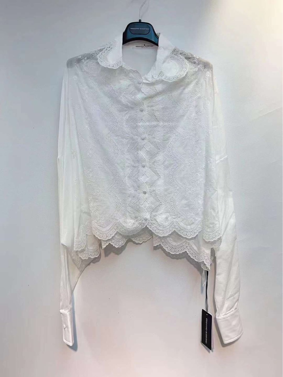 Ermanno Scervino Bluse Mit Floraler Spitze In White