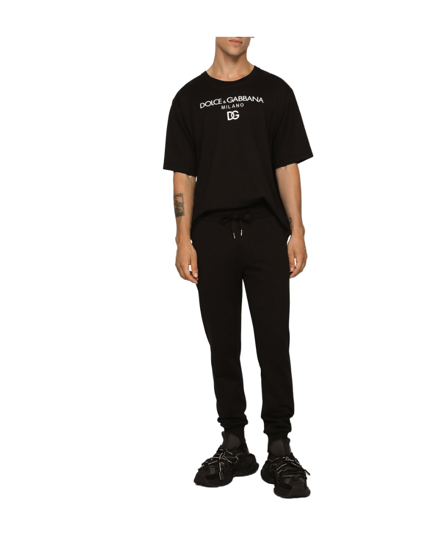 Dolce & Gabbana Jersey Round-neck T-shirt With Dg Milano Embroidery In Black