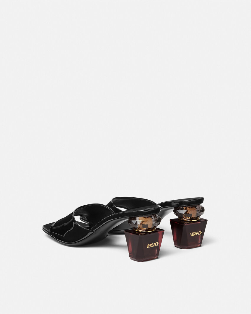 Versace Square-toe Slip-on Sandals In Black