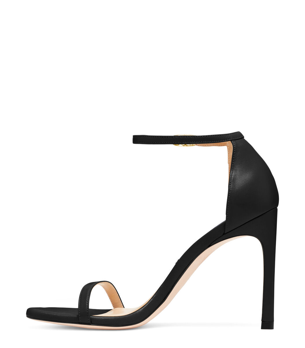 Stuart Weitzman One-word Loop Sandals With High Heels In Black