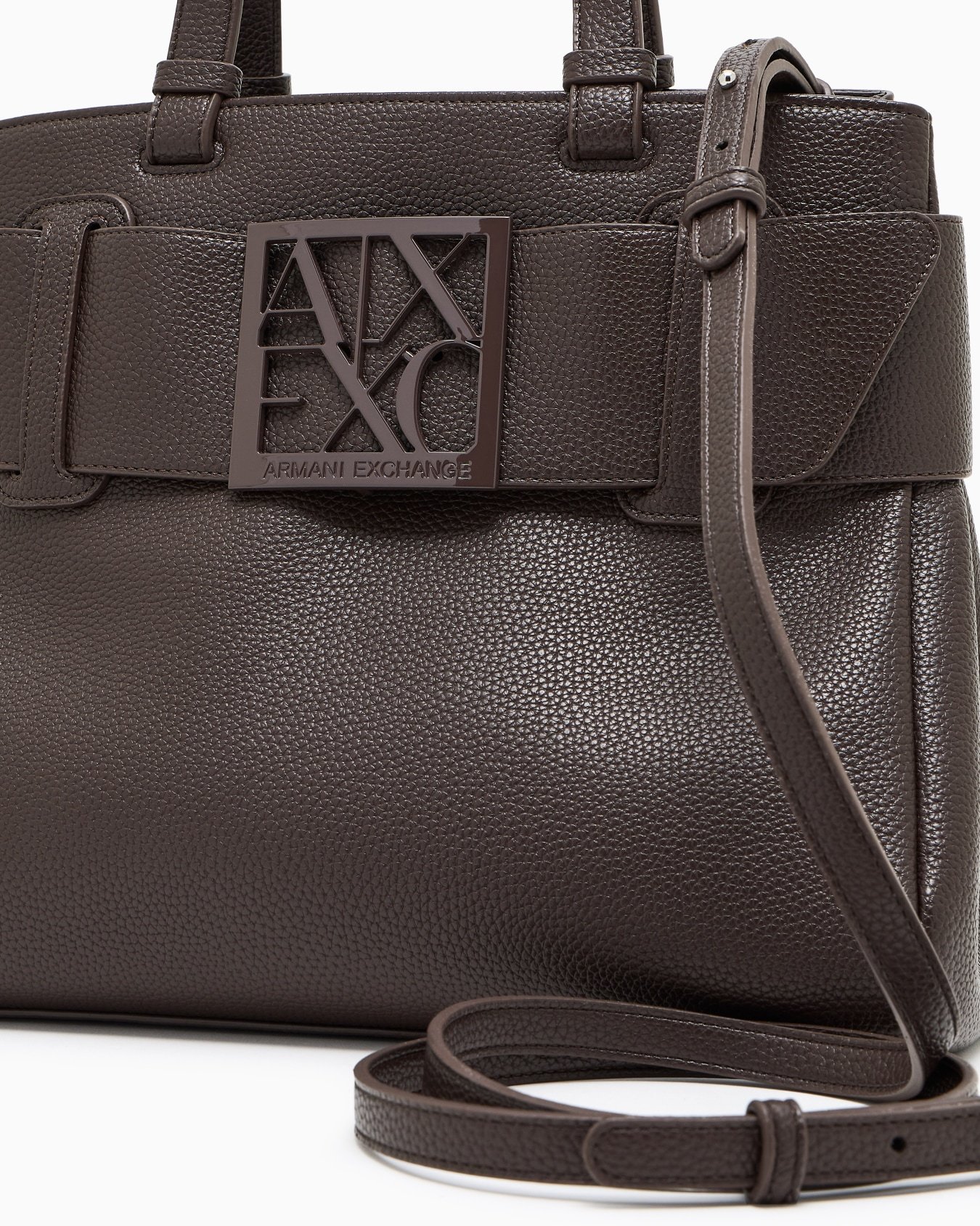 Armani Exchange Buckle-detail Tote Bag In Brown