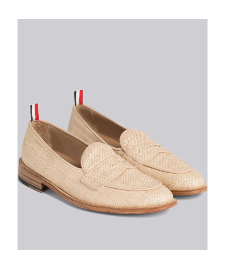 Thom Browne Grosgrain-loop Trim Loafers In Nude