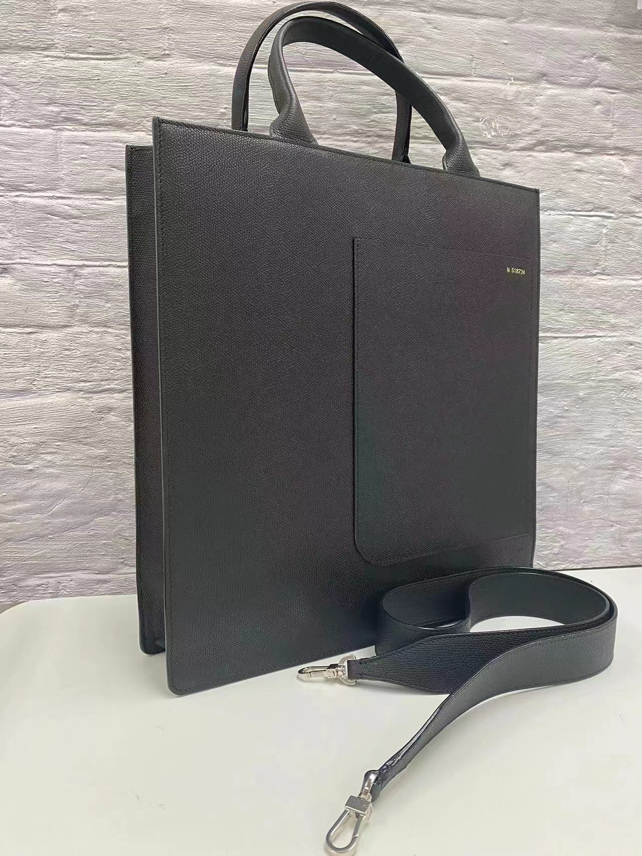 Valextra Boxy Medium Top Handle Bag In Black