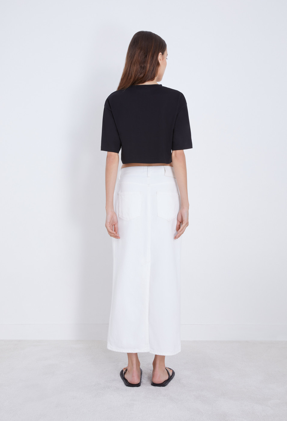 LOULOU STUDIO STRAIGHT DENIM MIDI SKIRT