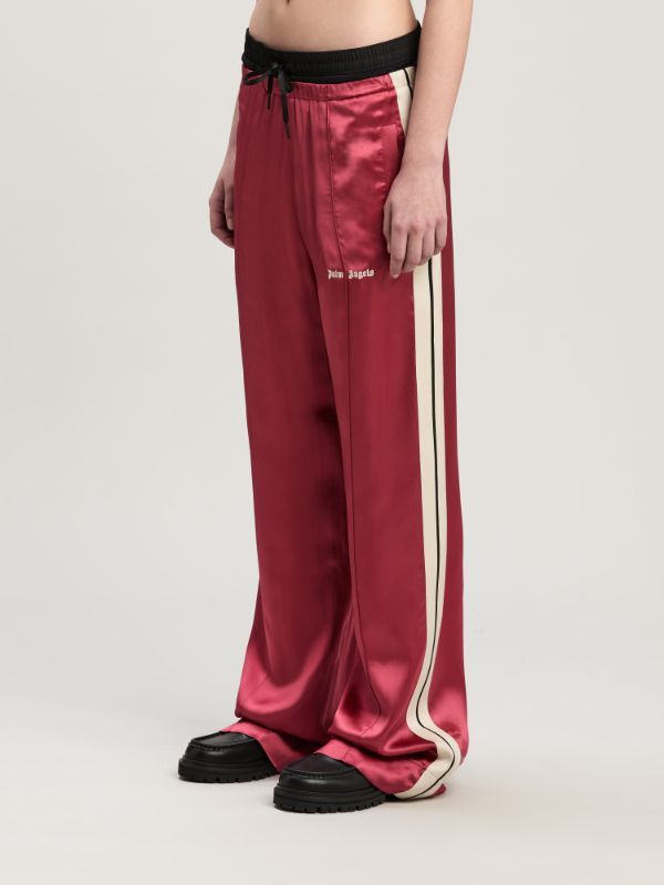 Palm Angels Logo Embroidered Straight Leg Pants In Red