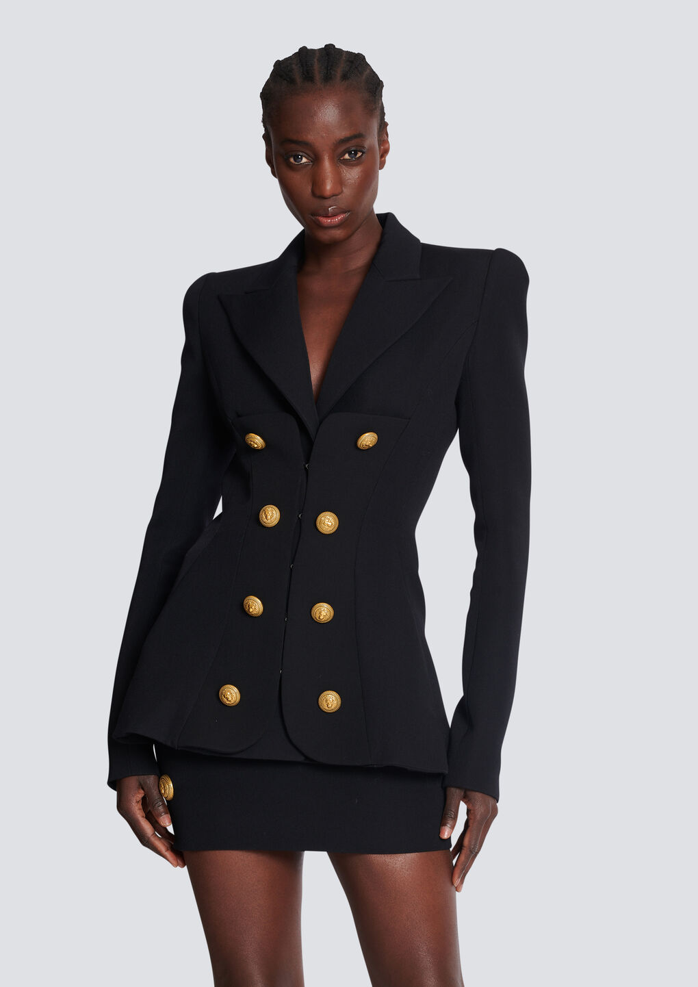Shop Balmain Grain De Poudre 8-button Jacket In Black