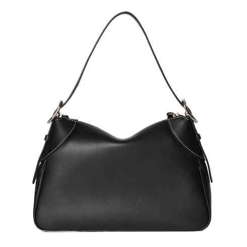 Gucci Gg Emblem Shoulder Bag Medium Size In Black