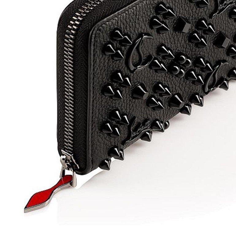 Christian Louboutin Panettone Studded Zip-around Wallet In Black