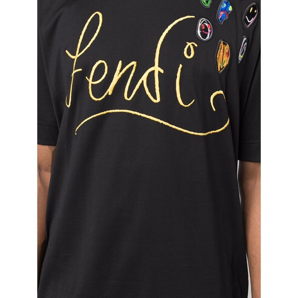 Fendi X Noel Fielding Logo-embroidered T-shirt In Black