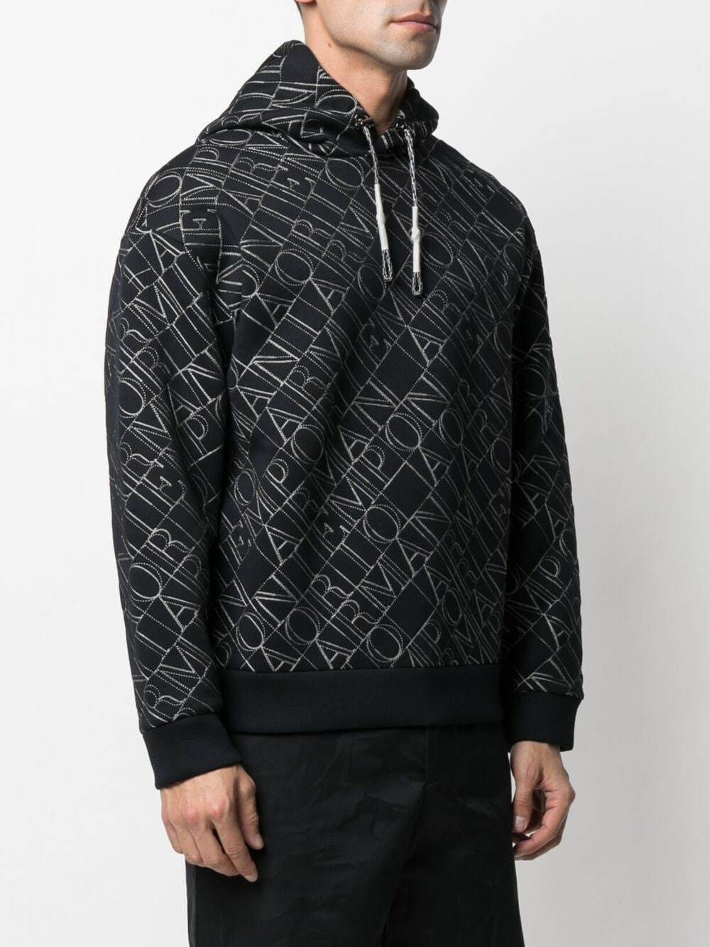 Emporio Armani Logo-print Hoodie In Black
