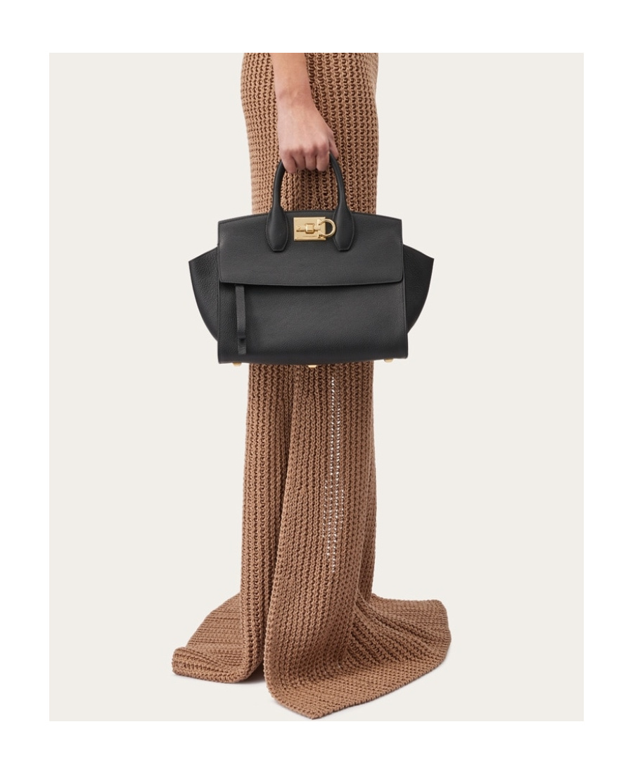 Ferragamo Salvatore  Studio Gancini Tote Bag In Black