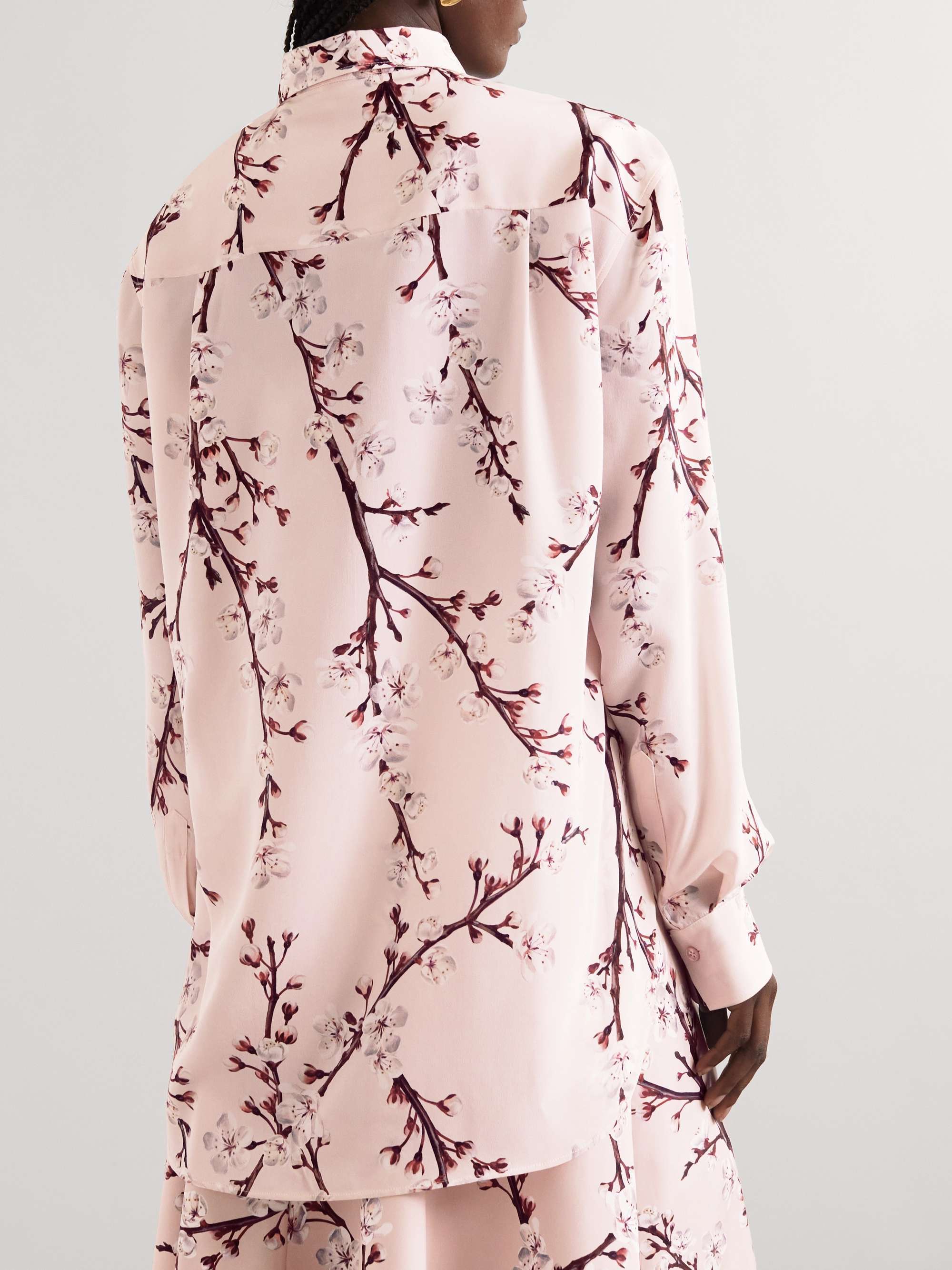 Alexander Mcqueen Cherry Blossom Print Button-front Blouse In Nude