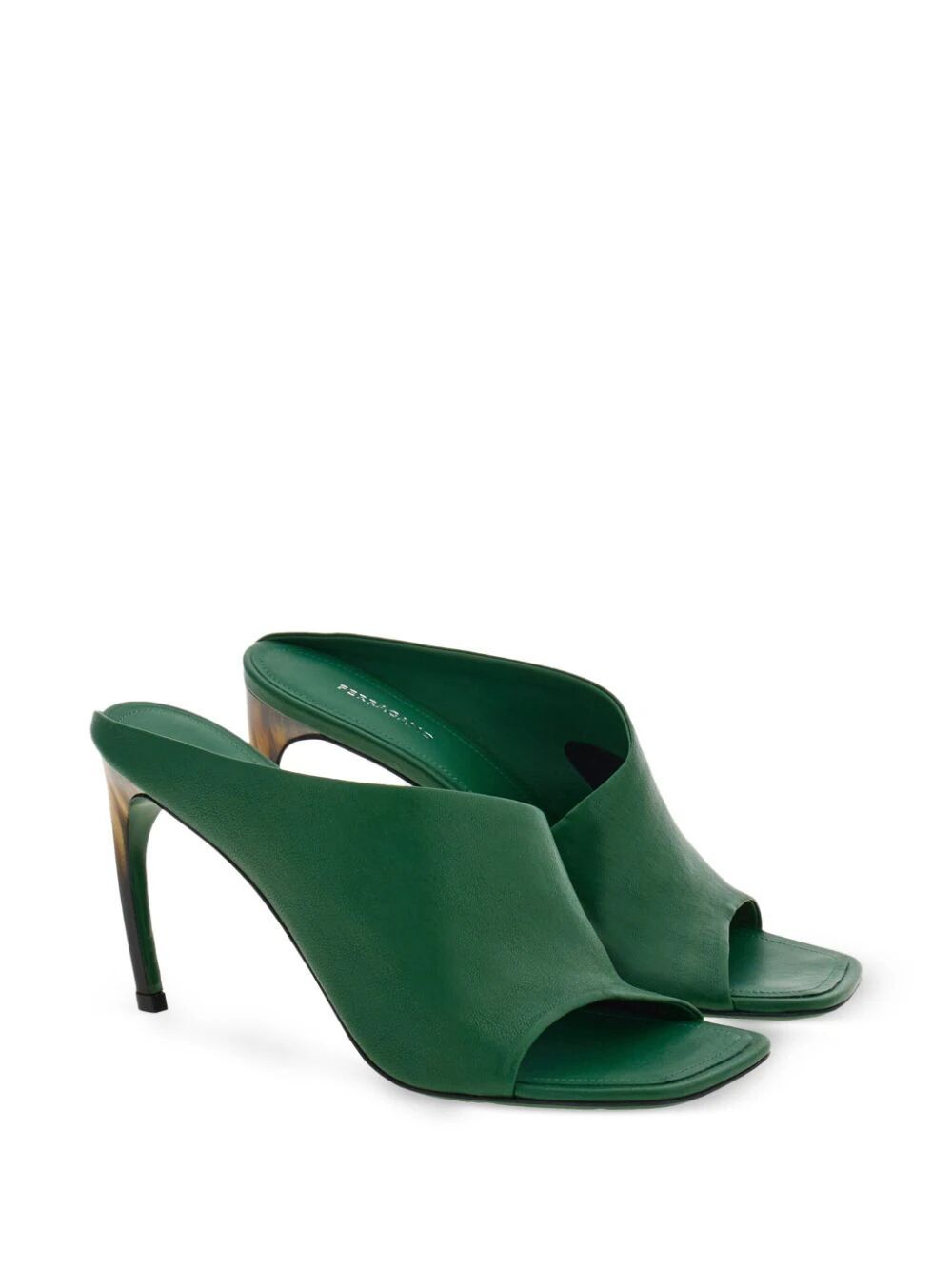 Ferragamo Nymphe 85 Nappa Leather Mules In Green