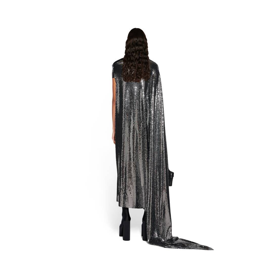 Balenciaga Draped Back Midi Dress With Metallic Effect In Black