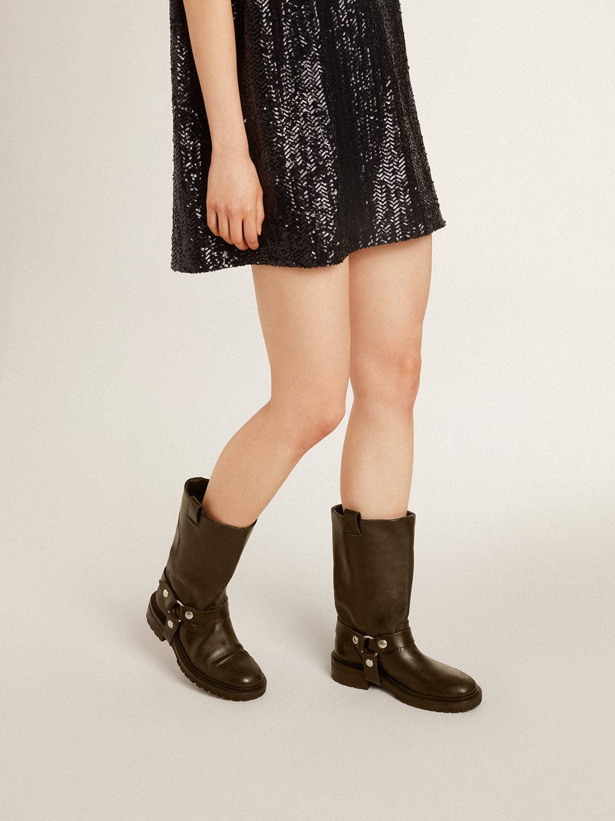 Golden Goose Kurt Distressed Leather Boots In Black