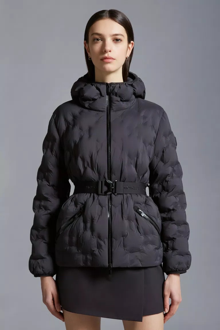 Moncler Adonis Belted Down Jacket In Black