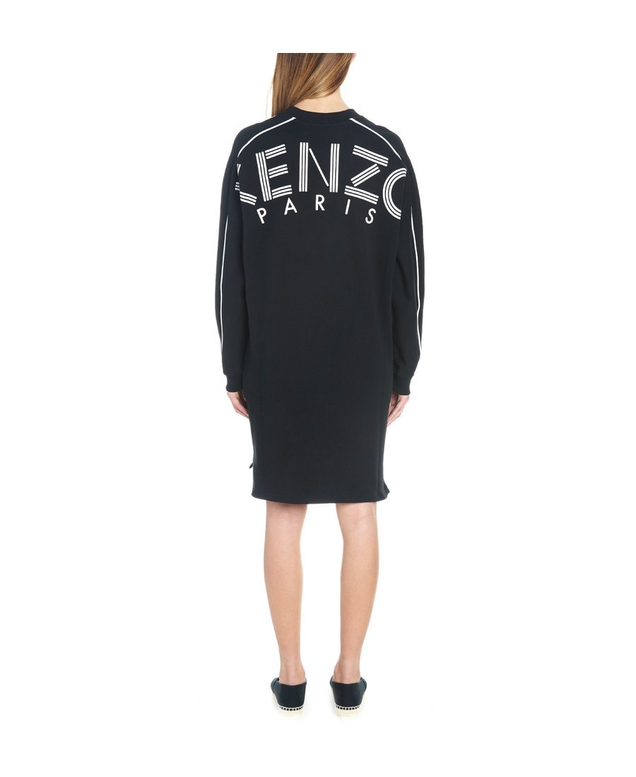 Kenzo Black Logo Print Sports Dress In Green