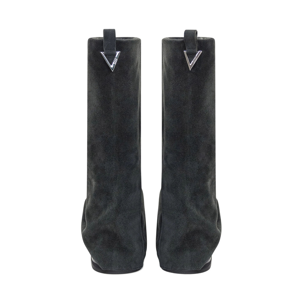 Attico Slouch Suede Knee-high Boots In Gray