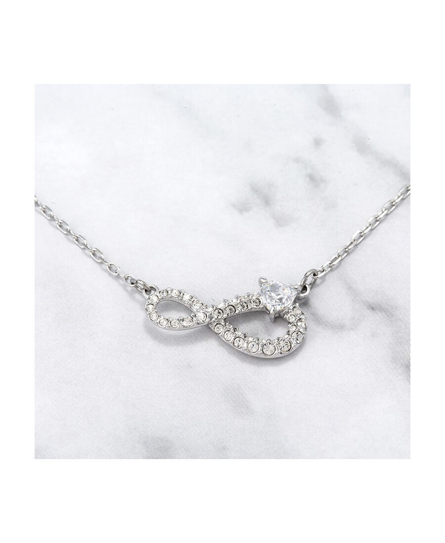 Swarovski Women's White Endless Symbol Necklace 5520576 In Gray