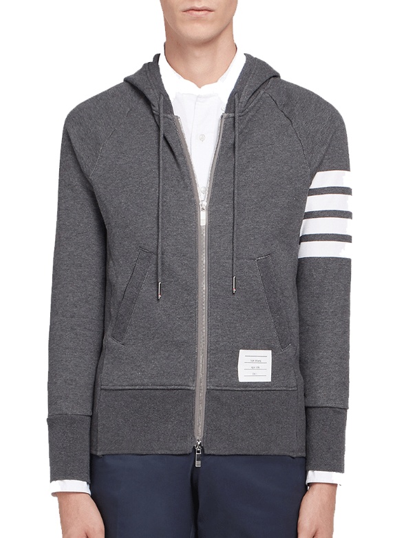 Shop Thom Browne Engineered 4-bar Zip-up Jersey Hoodie In Gray