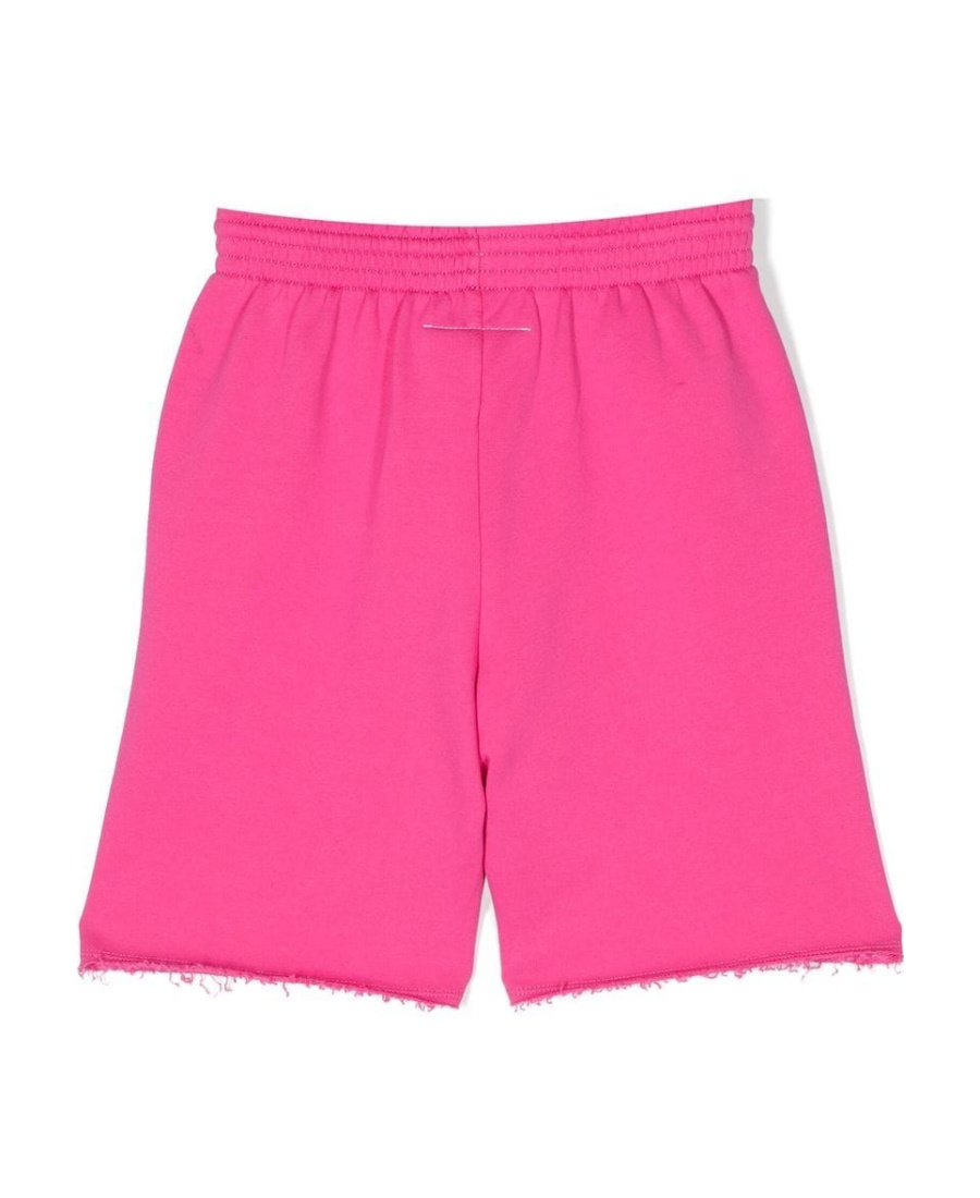 Mm6 Maison Margiela Pink Logo Print Cotton Shorts In Pink