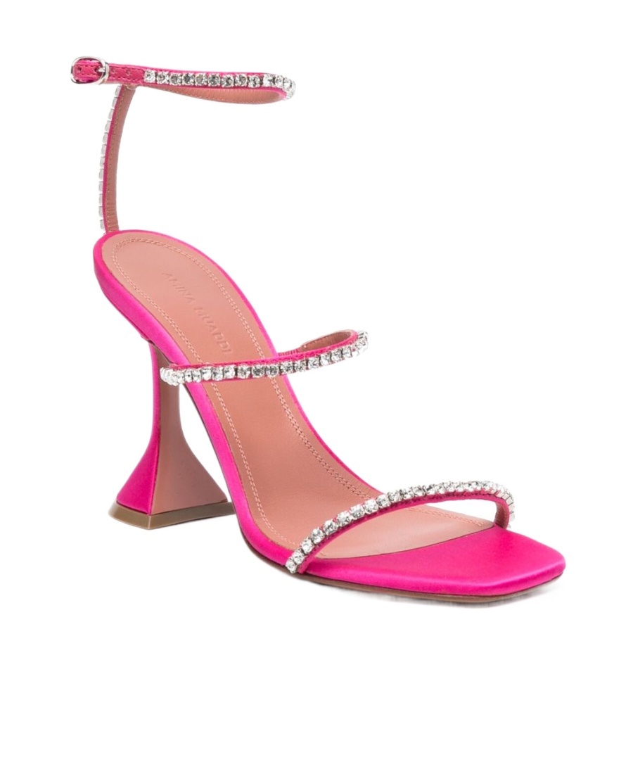 Shop Amina Muaddi Square-headed High-heeled Sandals In Pink