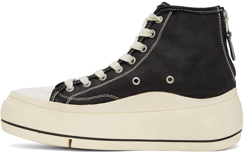 R13 Stitching High-top Leisure Sneakers In Black