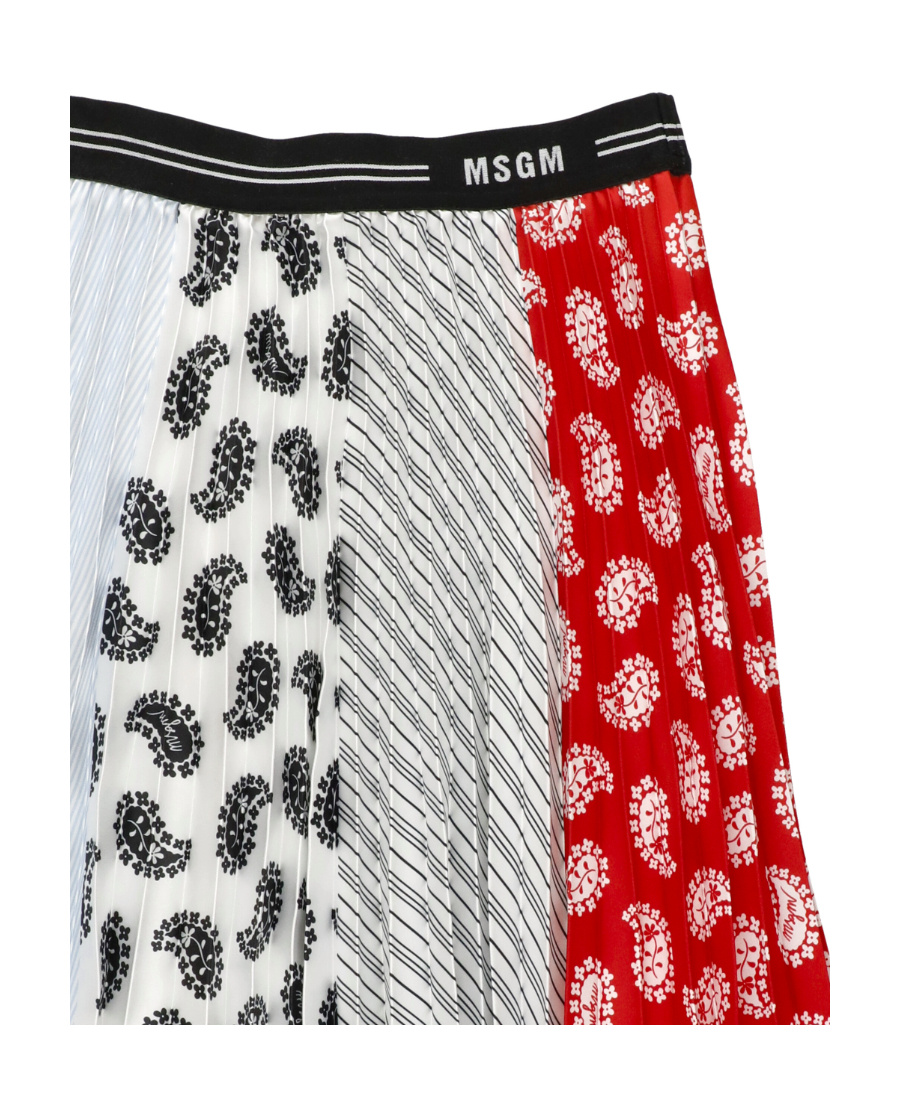 MSGM TEEN PATCHWORK PLEATED MIDI SKIRT