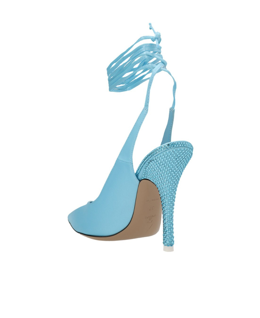 Attico Ankle Wrap Pointed Toe Slingback Pump In Blue