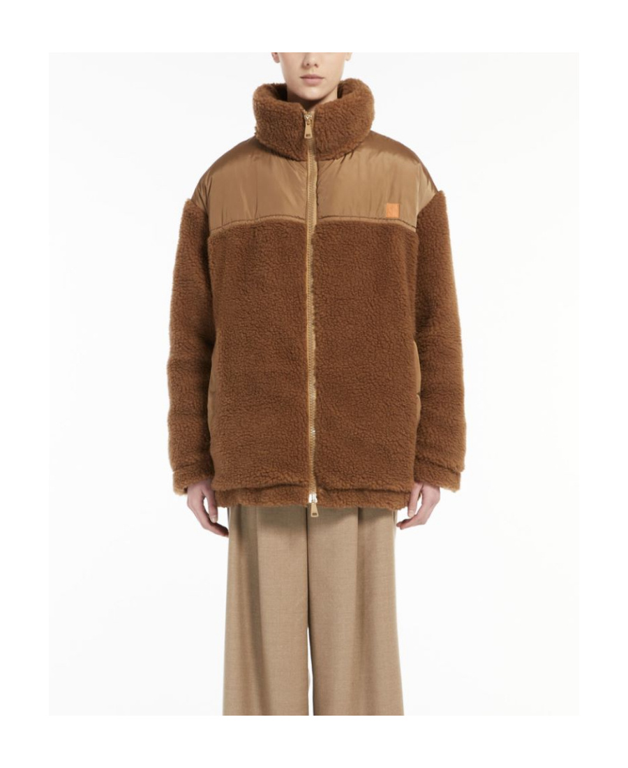 Weekend Max Mara Logo Down Jacket In Brown