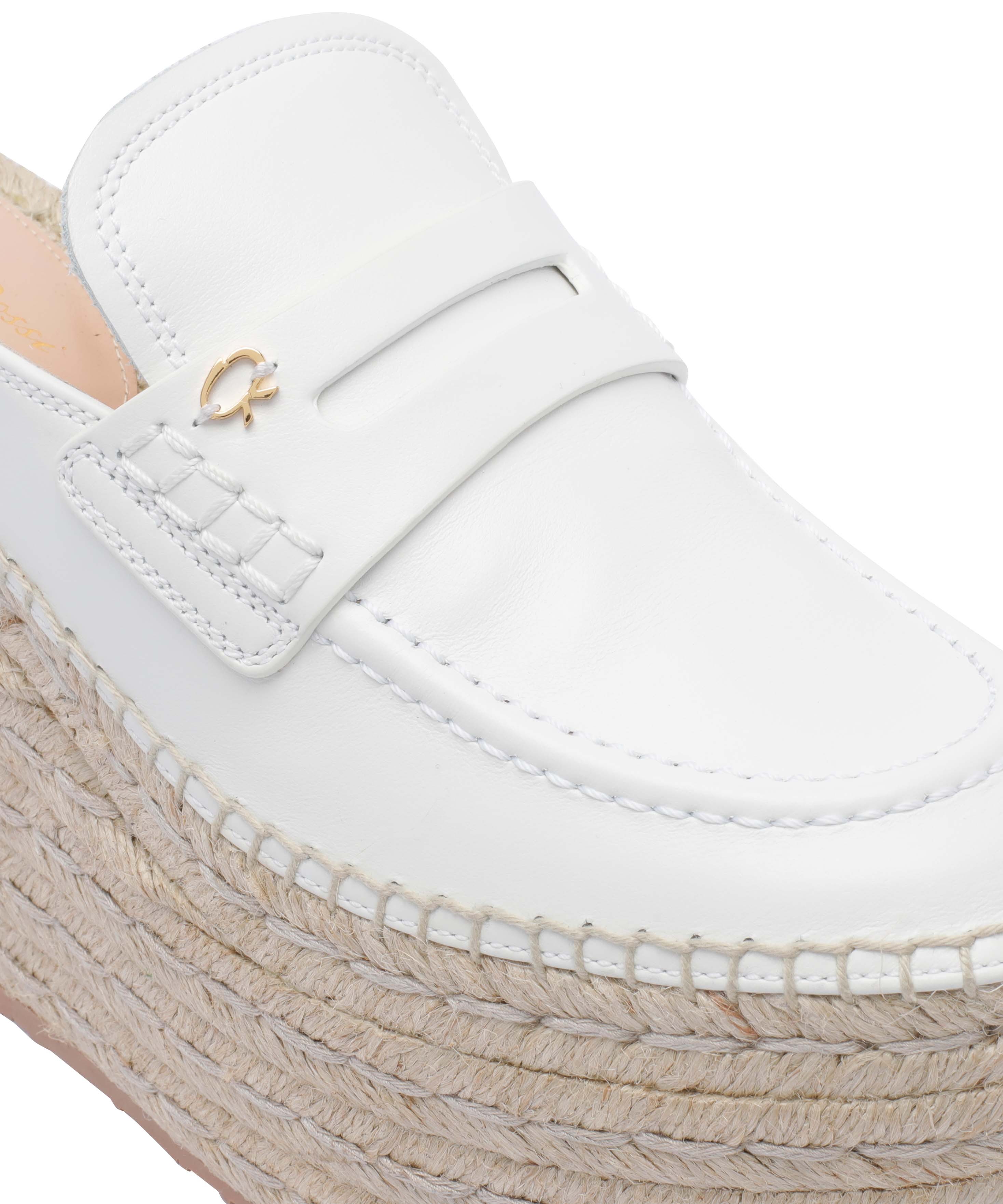 Gianvito Rossi Round Toe Platform Mules With Espadrille Sole