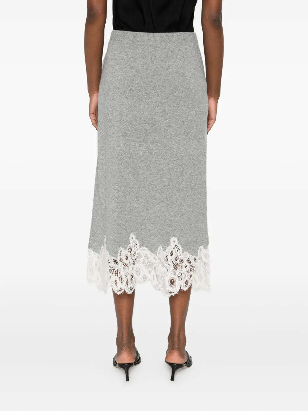 Fabiana Filippi Lace-trimmed Pencil Skirt In Gray
