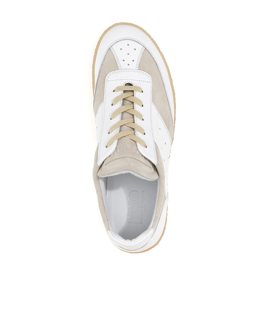 Mm6 Maison Margiela Leather And Suede Sneakers In Nude